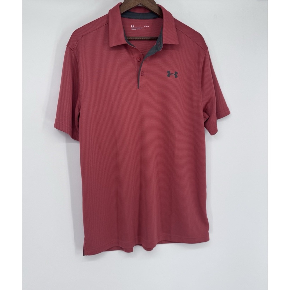 Under Armour Tech Polo Shirt Mens peach Dark Red Team Performance Polo NWT L